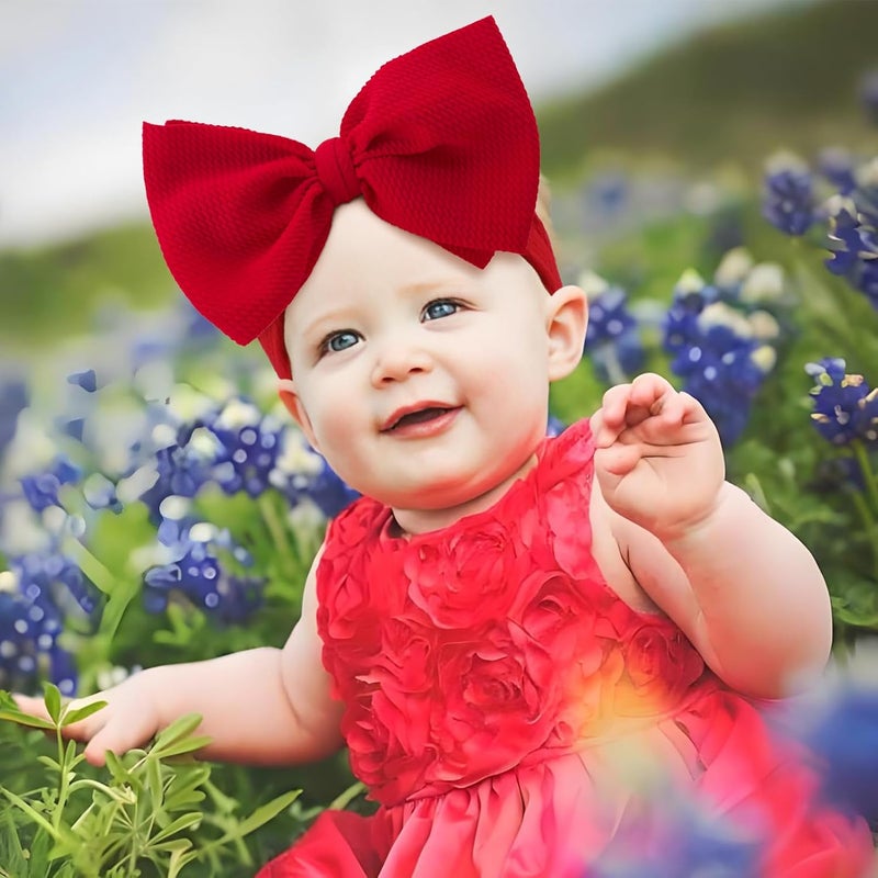 ONENINEDREAM Super Durable Soft Knot Headbands with Hair Bows Infant Toddlers Kids Hair Accessories Red Black Headband for Newborn Baby Girls - Image 2